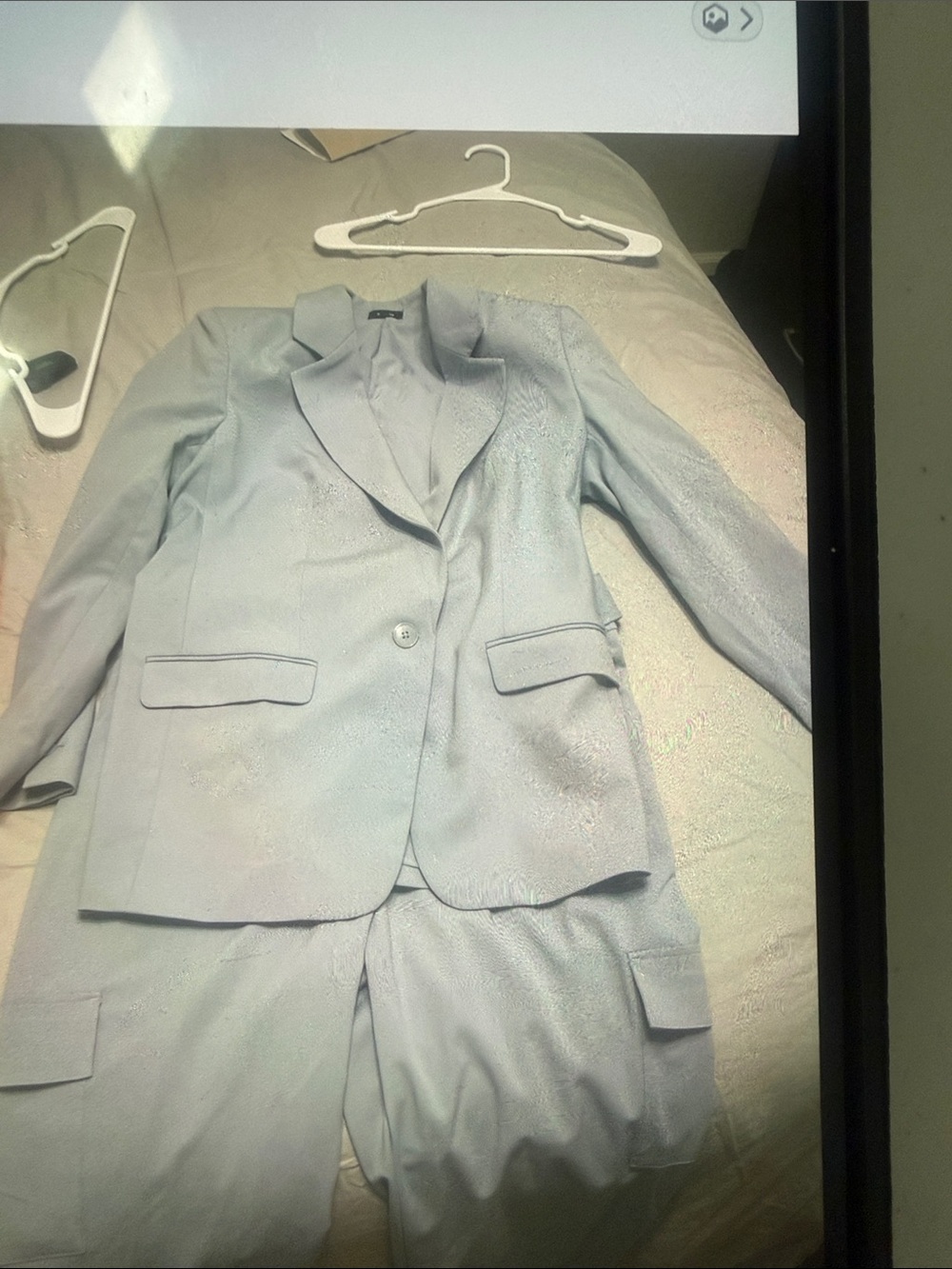 Express Light Gray Belted Trousers and Matching Blazer - Picture 5 of 5